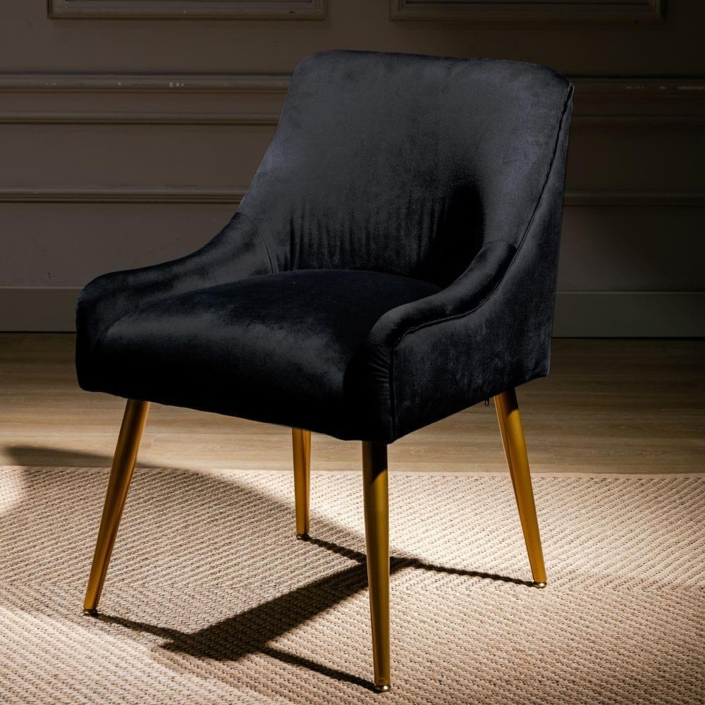 Modern Velvet Upholstered Side Chair with Golden Legs (Set of 1) Deals